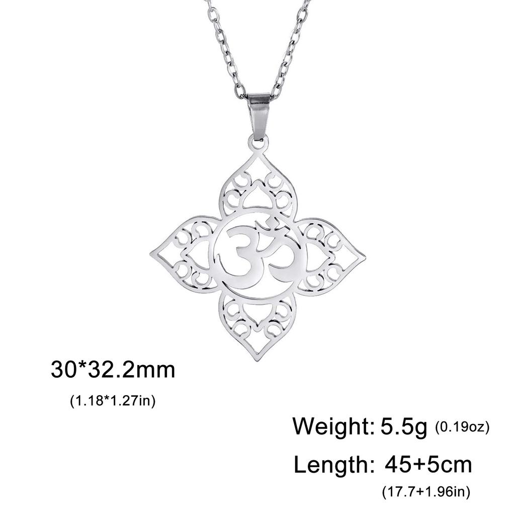 Lotus OM Yoga Pendant Necklace Titanium Steel Women's Jewelry Charm Necklace