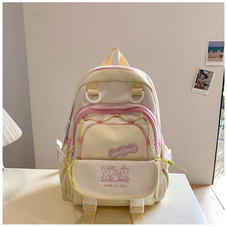 Schoolbag college style cute small fresh contrasting color schoolbag female junior high school girl high school student backpack travel lightweight 