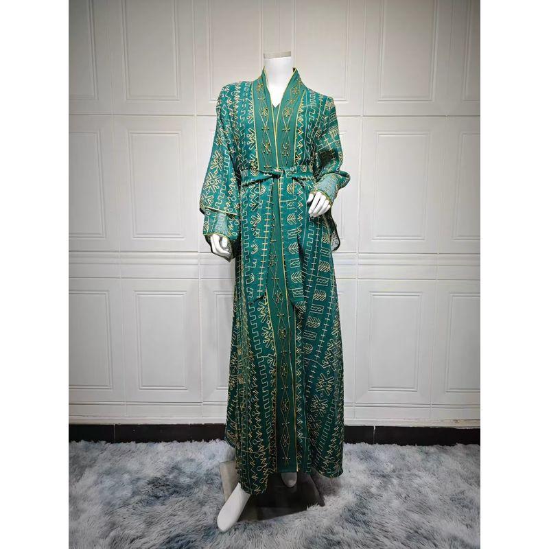 Middle East Robe Mesh Embroidery Dress Two-piece Set Embroidered Dress Two-Piece Set