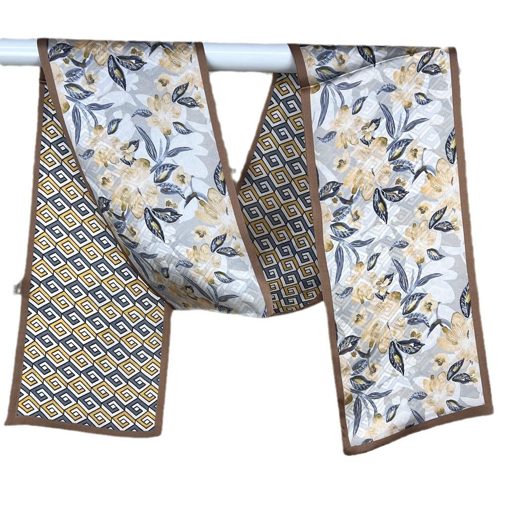 100% Mulberry Silk Scarf, Long Female Versatile Temperament, Double-Sided Tied Bag, Belt, Scarf, Star Scarf Of The Same Style