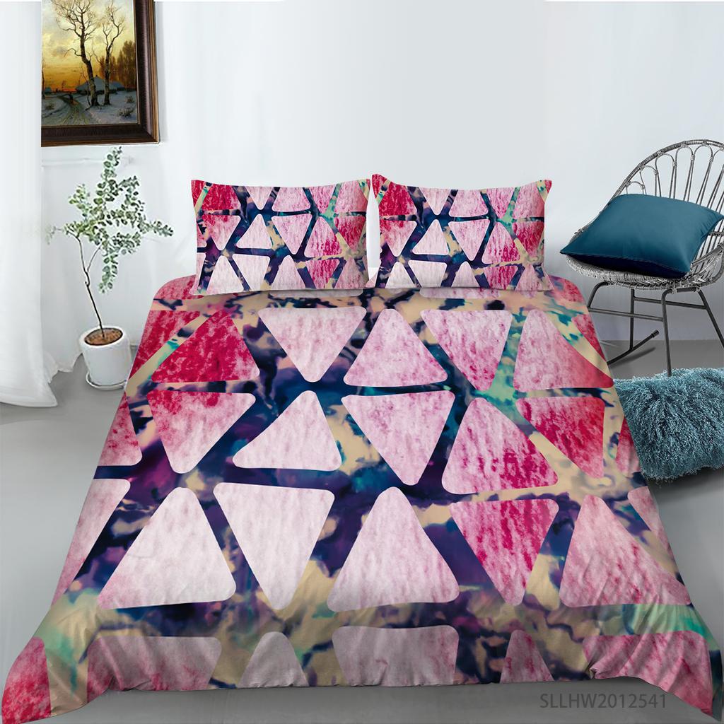 Literie graphique 3D motif coloré housse de couette et taie d'oreiller 2 ou 3 morceaux de tissu en microfibre avec fermeture éclair lavable super doux décoration de la maison