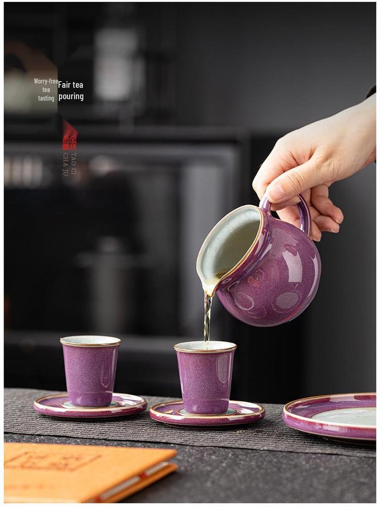 Luxury Ice Crackle Ceramic Kung Fu Tea Set with Gaiwan Teapot - Elegant Gift Box Included