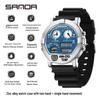 Sanda Men's Multi-Function Square Steel Band Watch with Temperature Measuring and Stopwatch Timer