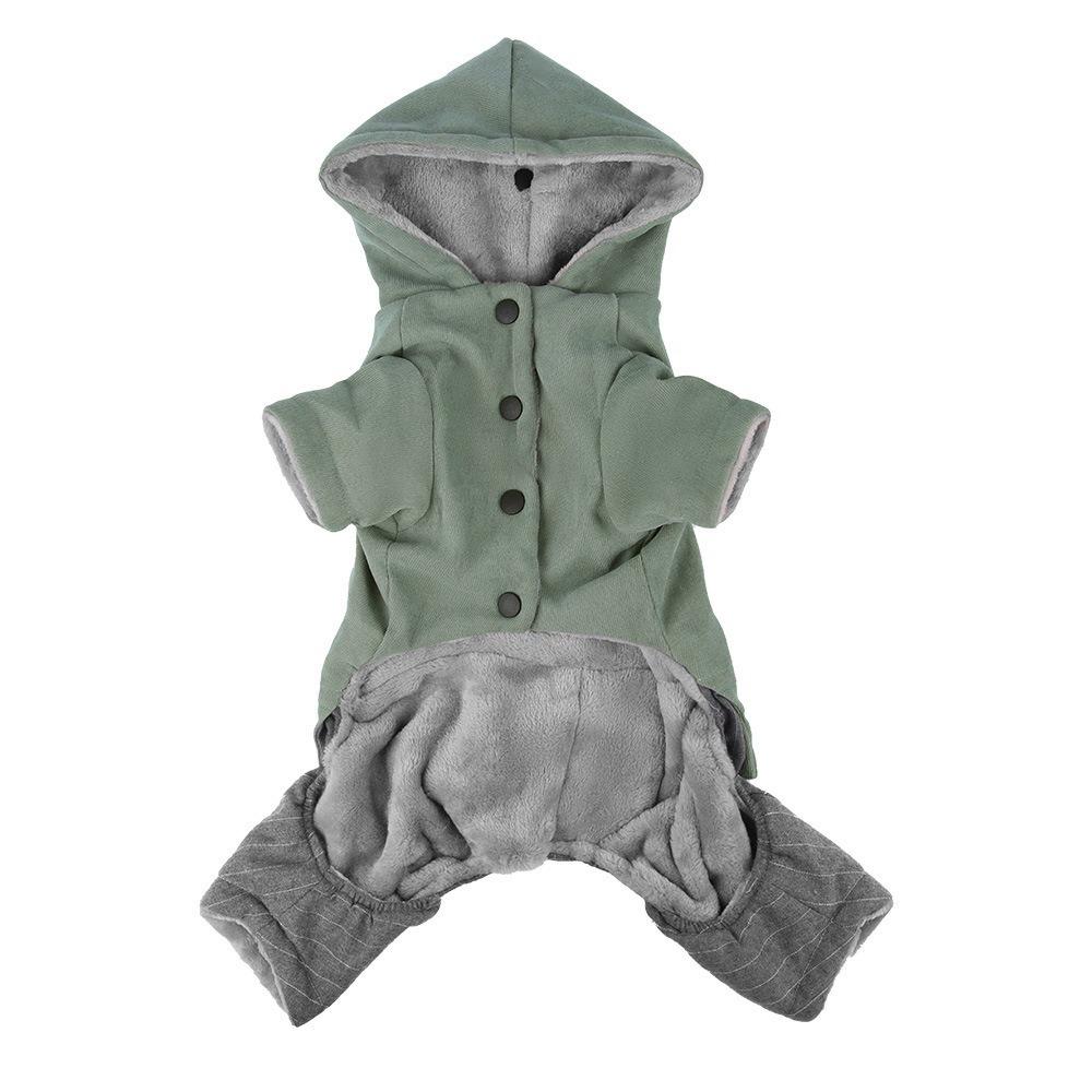 

Color blocking Thickened Four-legged Dog Clothes Warm Soft Dog Winter Coat Comfortable with Hat Dog Dog Hoodie For Pets S зелений