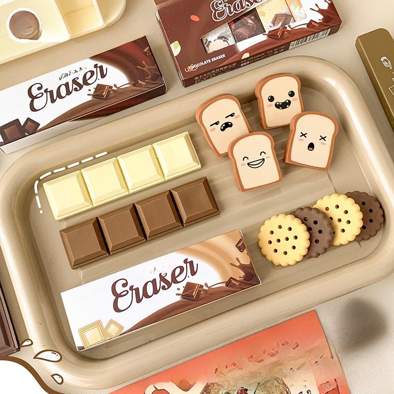 1Pc Cute Creative Simulation Chocolate Eraser with Box Food Modeling Fun Children Student Stationery Exam Rewards School Supplies