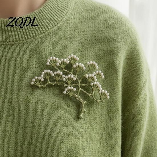 Artistic Alloy Jewelry Faux Pearl Leaf Brooch for Women, Vintage Plants Theme Lapel Pin Pin, Nature Inspired Clothing Wedding Party Prom Coat