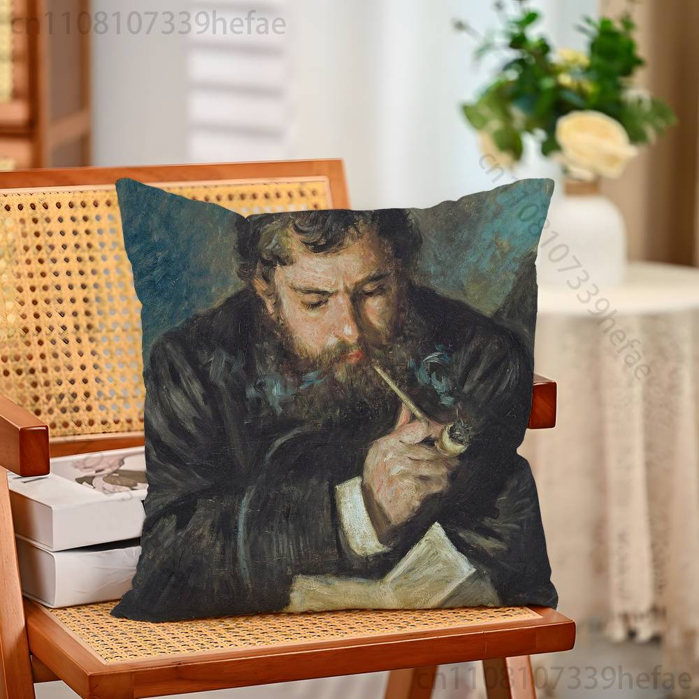 Pierre AAuguste RRenoir Funny Pillow Case Antidustmite Pillowcase Invisible Zipper Silky Short Plush Sofa Cushion Cover