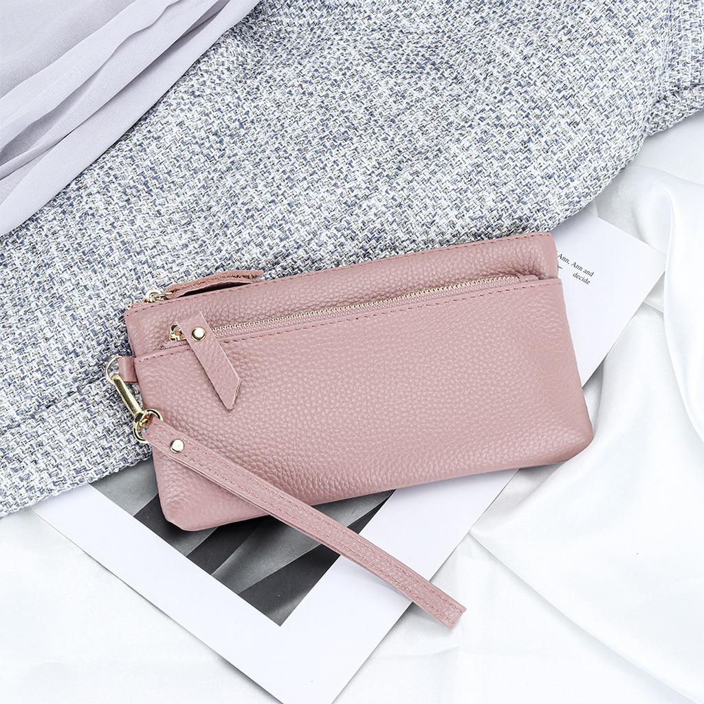 

Ladies Wristlet Purse Soft Long Clutch Wallet Top Grain Leather Wallet Multi-Compartment Large Capacity Wallet For Dating Daily
