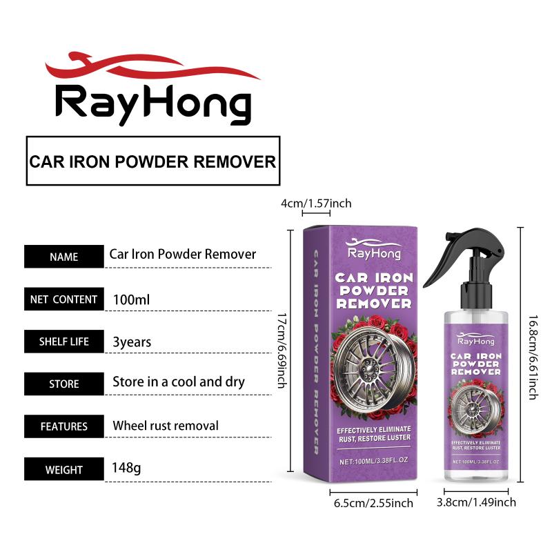 Iron Powder Cleaner for Car Paint and Metal Surfaces Rust Remover Spray Powerful Cleaning Solution for Car Maintenance Detailing