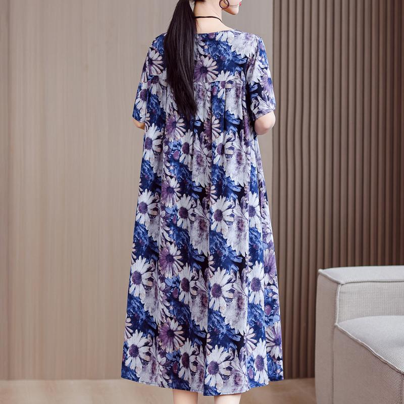 Letné oversize šaty Elegantné dámske dlhé šaty s krátkym rukávom Plus veľkosti