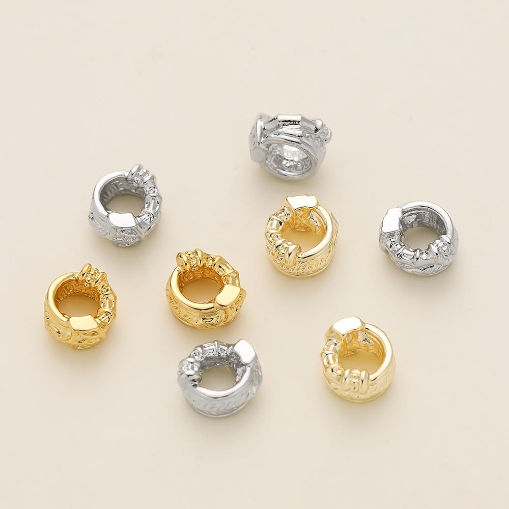 2Piece/Pack 14/18k Gold Color Plated 7.5*9mm Big Hole Spacer Beads for DIY Jewelry Making Bracelet Necklace Accessories