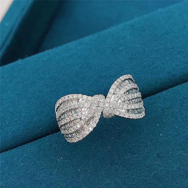 CopperFancy Bow Ring with Dazzling CZ Women Finger Ring Newly Designed Wedding Bands Statement Accessories Jewelry