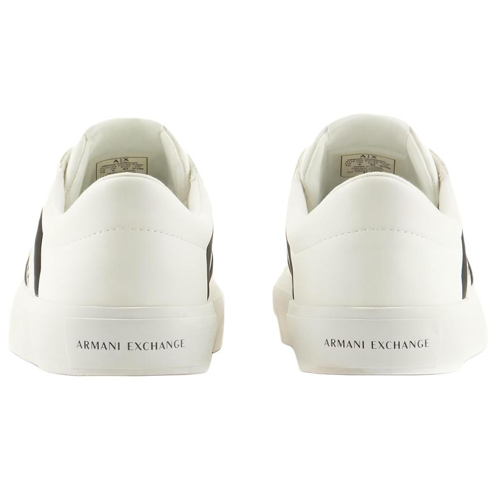 Armani Exchange Leather Round Toe Lace-Up Low-Top Sneakers Men sneakers White XUX165XV7581K488