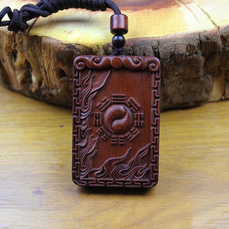Thunderstruck Crape Myrtle Tiger Head Jujube Wood Amulet Pendant