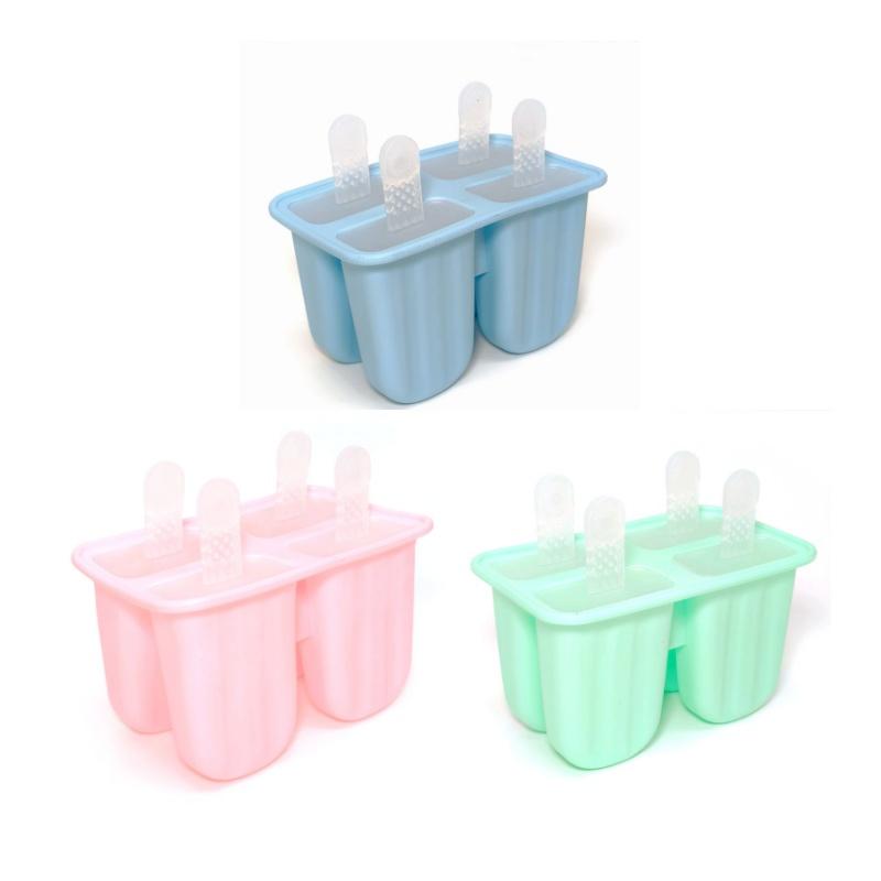 1/3Pcs Silicone Ice-making Box 4 Grid Cartoon Home Made Popsicle Ice Cream Molds for Kids Food Grade DIY Popsicle Maker Molds