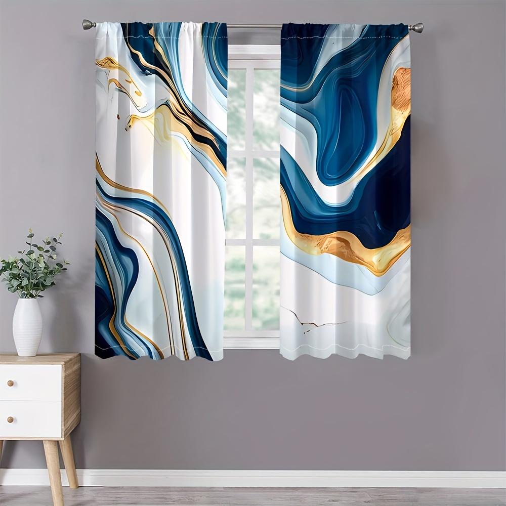 2pcs Marble Scenery Digital Printing Curtains Modern Style Decor For Living Room Bedroom Through Rod Curtains Rideau Cortinas