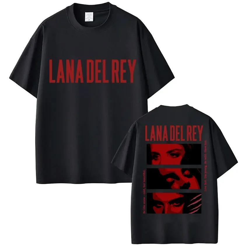 Sängerin Lana Del Rey Grafik T-Shirt Herren Damen Mode Hip Hop 90er Vintage Oversized Baumwolle Lässiges T-Shirt Y2K Streetwear Top