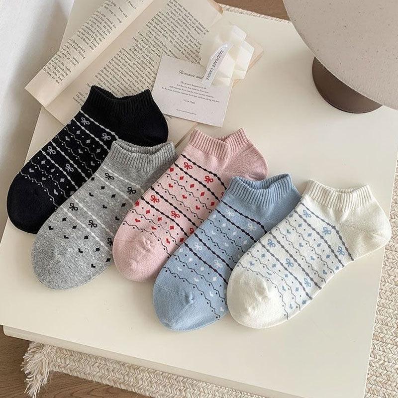 Floral Women's Spring & Summer Non-Slip Low-Cut Boat Socks – Thin, Breathable, Versatile Cotton