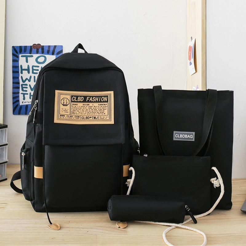 Backpack Pattern Letter Stylish Street Style Men Nylon High Schoolbag Capacity