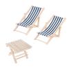 NOLITOY 112 Scale Wooden Miniature Furniture Set for Kids, Includes Mini House, Two Lounge Chairs, and Folding Beach Table, Lightweight and Compact,