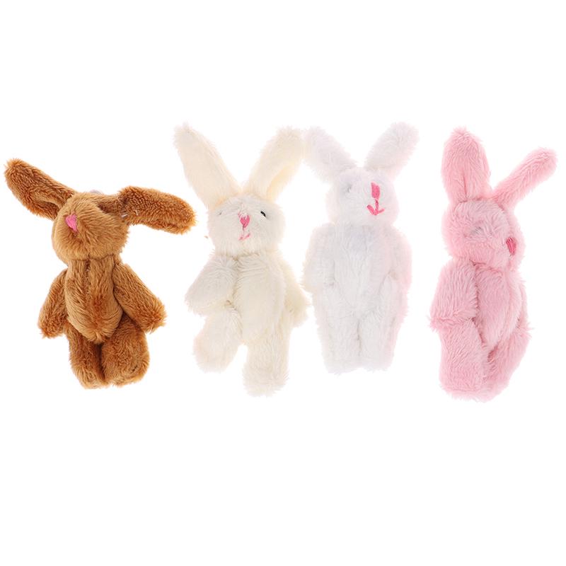 5 pezzi 6 cm mini ciondolo coniglio congiunto coniglietto di peluche per bambola giocattolo bouquet portachiavi