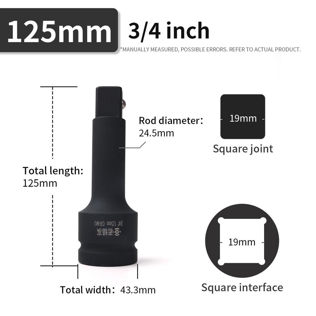 1Pc Heavy Duty Long Extension Bar Ratchet Wrench Impact Socket Extender Pneumatic Tool  1/2 3/4 1 Inch 75 125 150 200 300 400mm