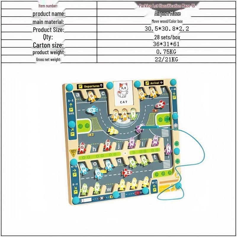 Magnetic Maze Car Parking and Alphabet Game for Spelling and Recognition