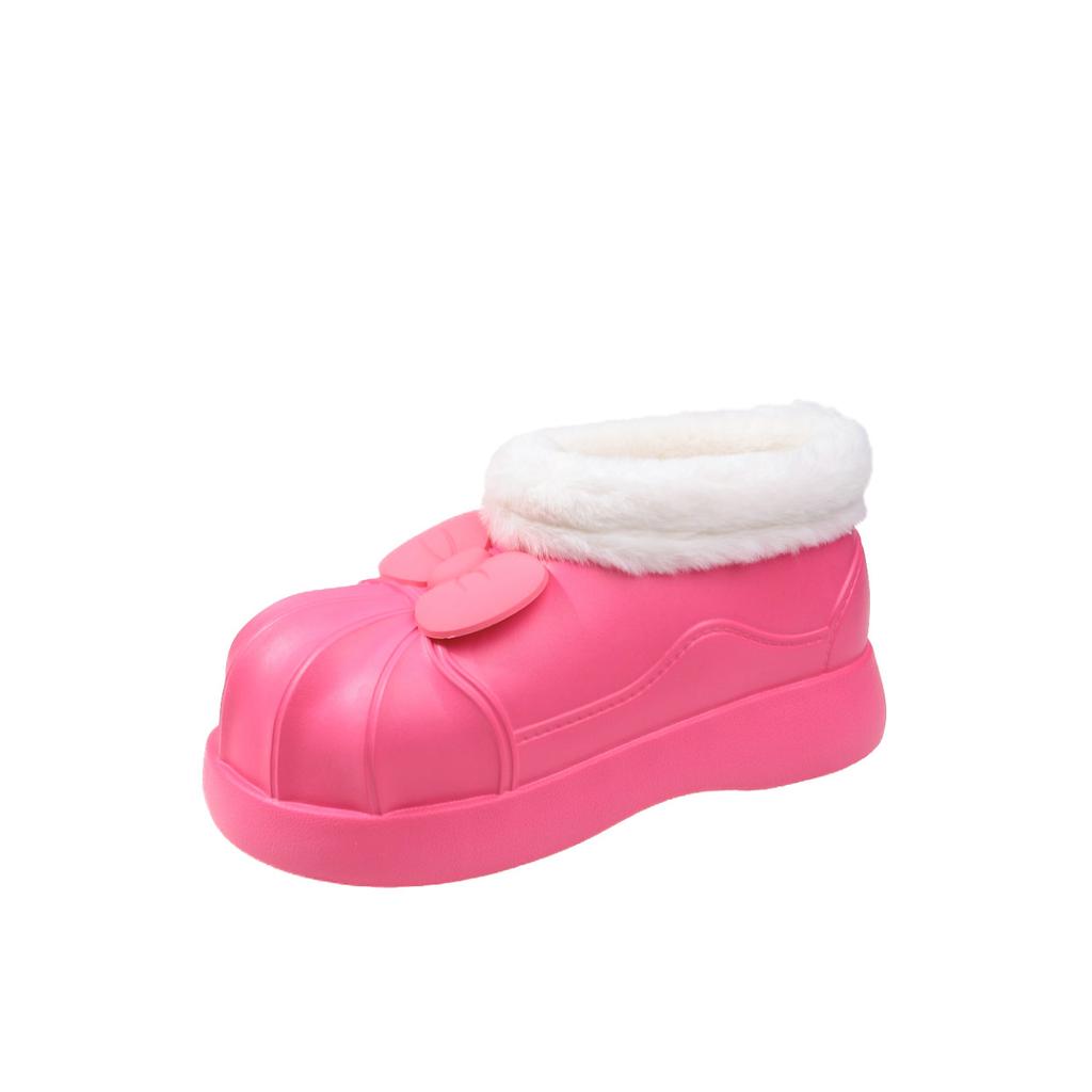 Autumn And Winter Women's Waterproof Rain Boots With Cotton To Keep Warm And Cute Cartoon Bow Ultra-light Waterproof Rain Boots