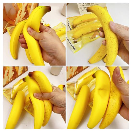 Slow-Rising Ripe Banana Squeeze Toy Soft TPR Fidget for Stress Relief Realistic Fruit-Themed Decompression Gadget for Kids Adults Portable Novelty