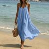 Soft Fabric Dress Women's Spaghetti Strap Beach Sundress, Summer Sleeveless V Comfortable Neck Cami Dress, Loose Flowy Vacation Long Versatile Holiday