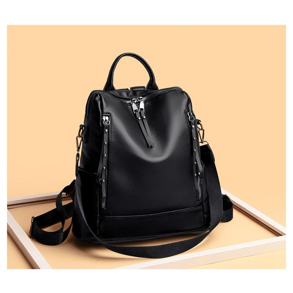 Backpack women s fashion versatile women s bag large capacity travel anti-theft backpack pebbled soft leather school bag 30*14*30