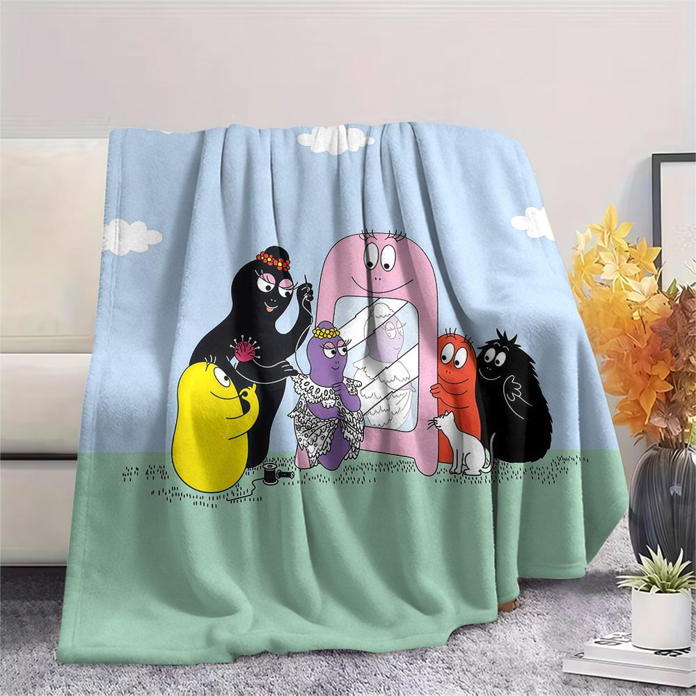 Barbapapa Flannel Blanket, High quality Comfortable for All Seasons, Home Decor, Warmth and Comfort