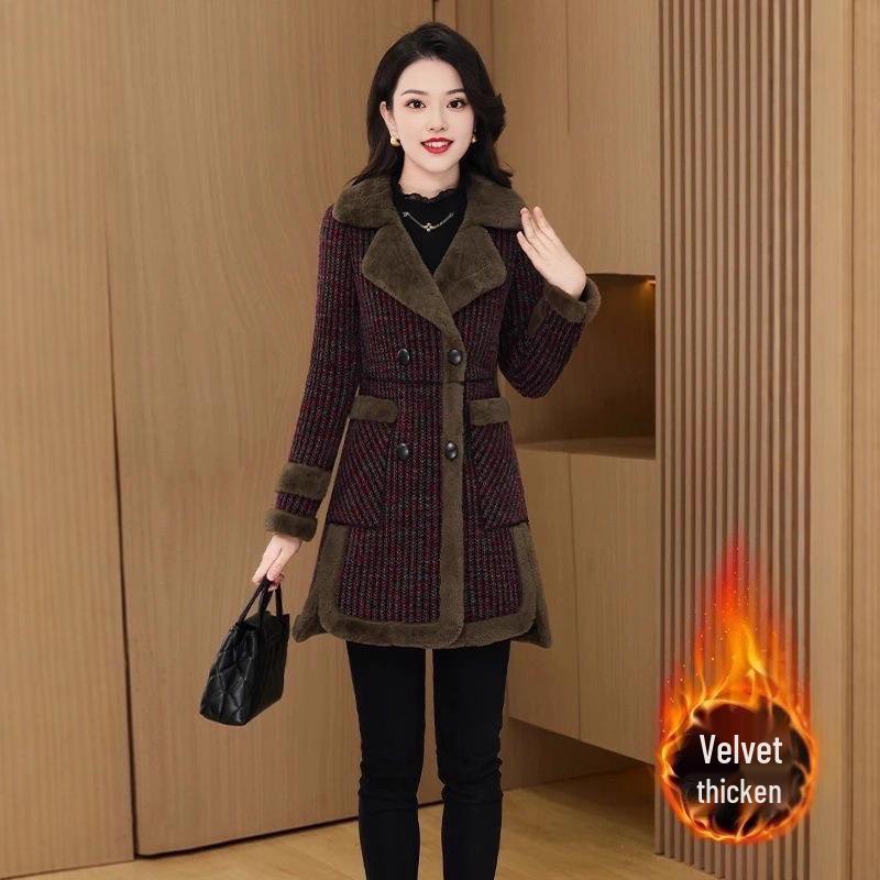 2025 Autumn/Winter Elegant Versatile Woolen Coat – Plus Velvet Thickened Overcoat
