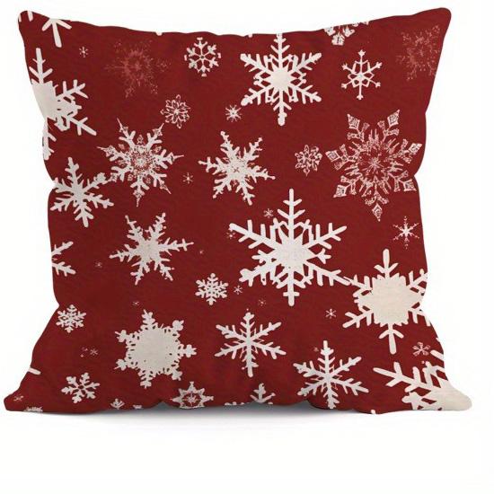 White Pattern On Red Background and Red Pattern On White Background, Christmas Snowflake Pattern Pillowcase 2d Flat Printing