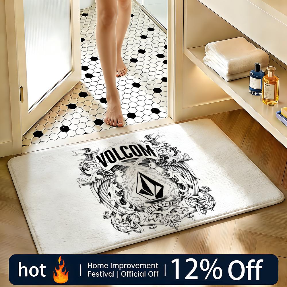 Soft Absorbent Non-Slip Rug Brand logo V-Volcom Floor Mat Home Decor Doormat Bedroom Floor Mat Shower Carpet