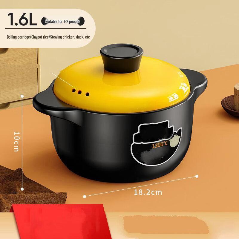 ZISIZ 2.5L Ceramic Clay Pot for Stews & Soups