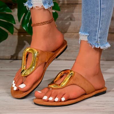 Moda 2024 Moda Damskie buty Peep Toe Damskie kapcie Gorąca sprzedaż Metalowa ozdoba Plażowe kapcie Damskie Nowe Plus Size Płaskie kapcie