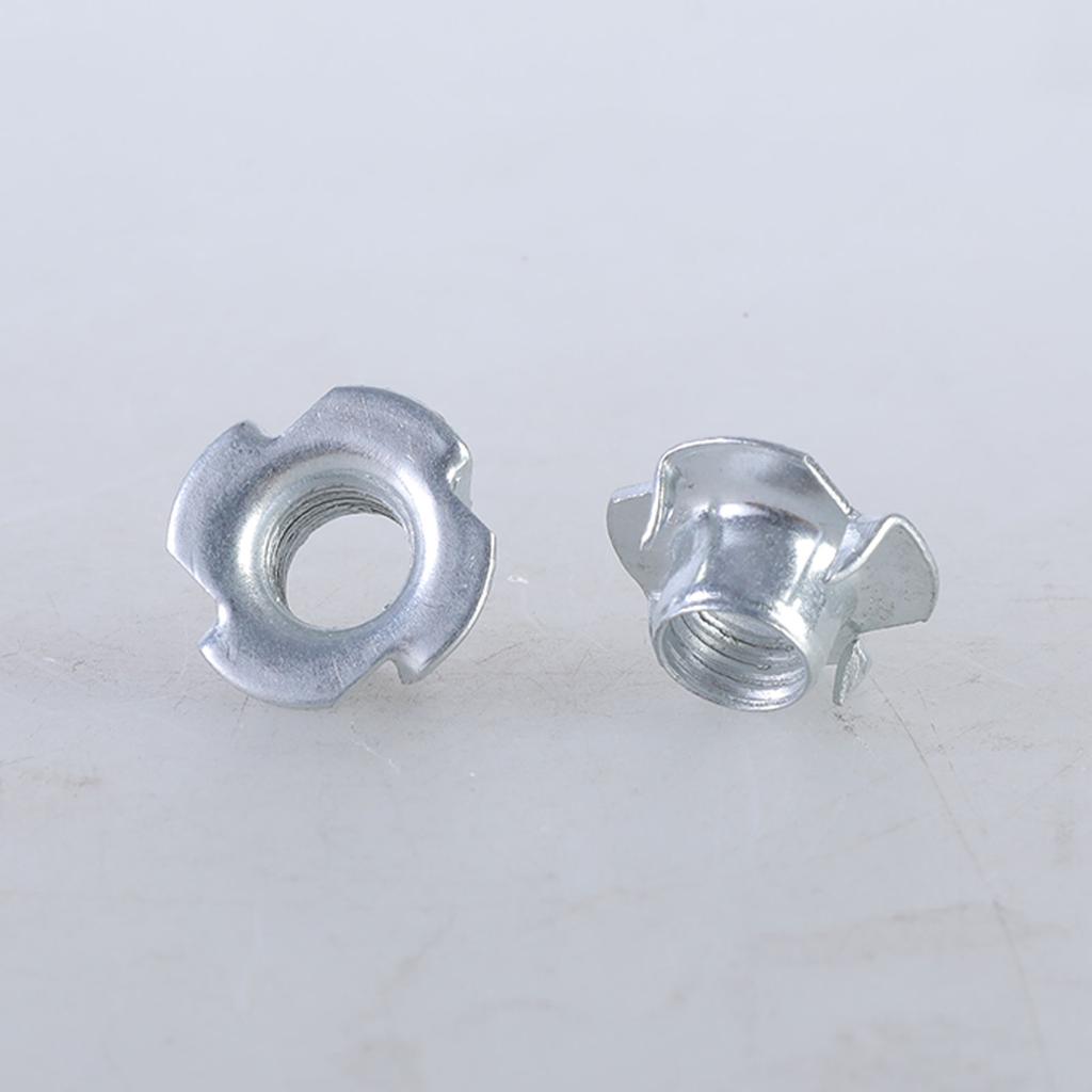 Four Jaw Threaded Inserts Corrosion Resistant T Nut Blind Pronged Tee 4 Jaw Tee Nuts for Wood Working Hardware
