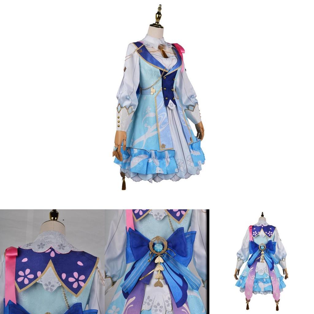 Genshin Impact Kamisato Ayaka Cosplay Costume Wig Flower Dress Hat Halloween