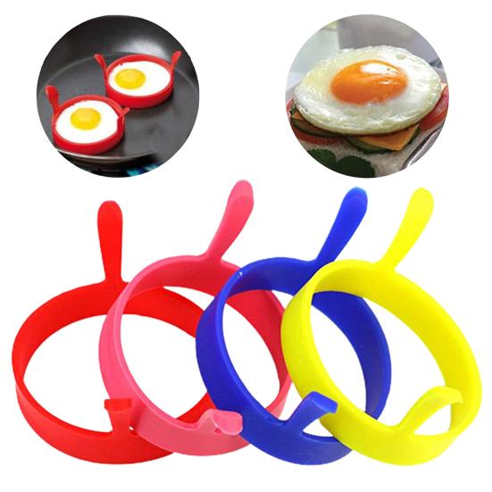 4Pcs Mould Non-stick Round Egg Rings Dual Handle Simple Operation Deformation Resistant Egg Ring Mould