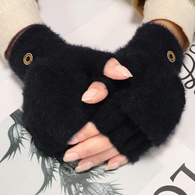 A Pair of Wool Winter Gloves, Half-finger Warm Gloves for Outdoor Commuting