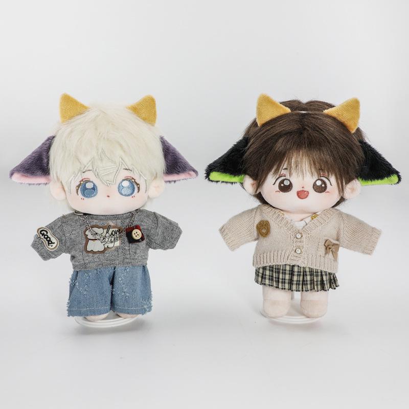 20cm Cute Plush Labubu Doll with Sheep Ears Headband