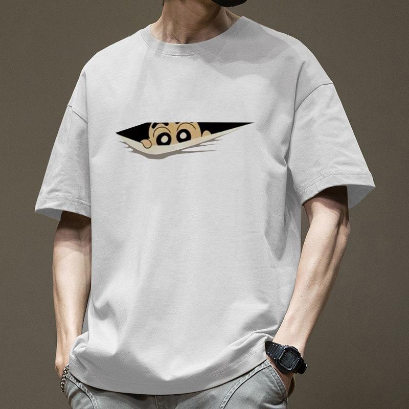 Men's Cotton Short-sleeved Printed Crew Neck Top Loose T-Shirts Men’s