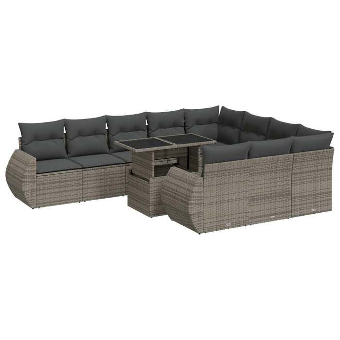 VidaXL Salon de jardin 11 pcs avec coussins gris résine tressée 3326711