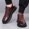 Lace Up Plush Warm Cotton Shoes for Men In Winter Top Layer Genuine Leather Crocodile Pattern Northeast Cashmere Snow Boot