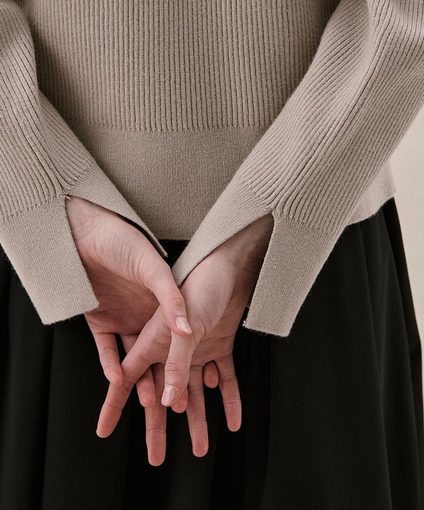 AHWE Tie Ribbed Sweater_Mocha