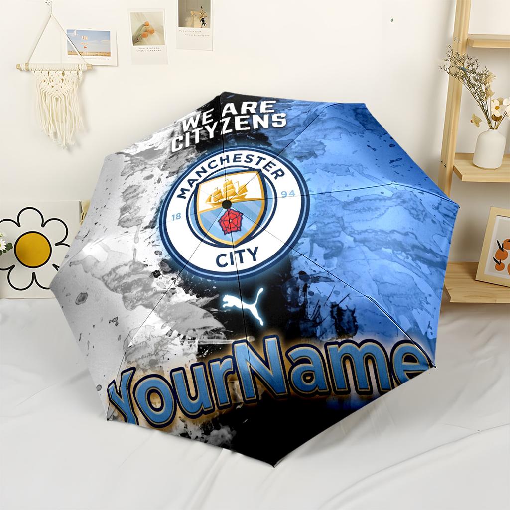 Manchester City Customizable Name Umbrella Outdoor Automatic Umbrella Compact 8-Rib Lightweight Lightweight for Outdoor Daily Use Fashion Lovers