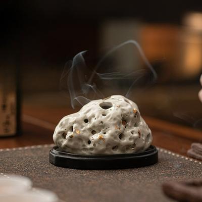 Creative Ceramic Taihu Rock Coil Incense Burner Handmade Zen Study Decor Desktop Aromatherapy Mini Holder for Home Office