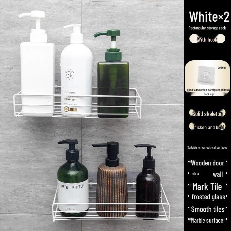 No-Drill Corner Bathroom Storage Shelf - Wall-Mounted Vanity Organizer Rack