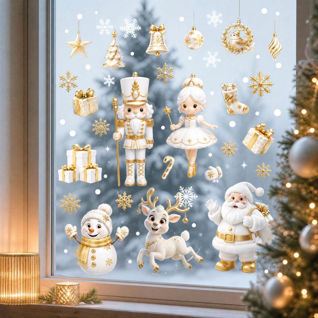 Christmas Snowflake Static Cling Window Stickers for Glass and Wall Decor